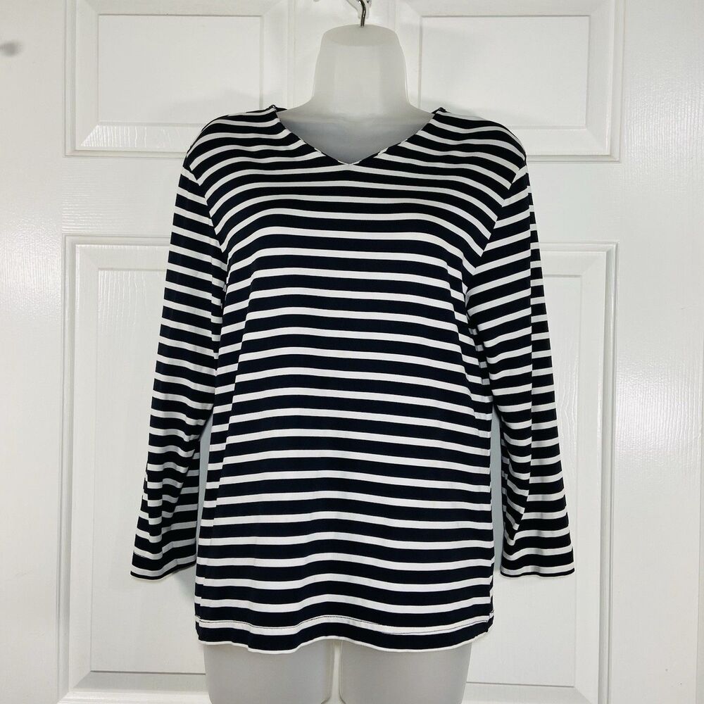 Preston And York Women’s Black And White Striped Top Size S